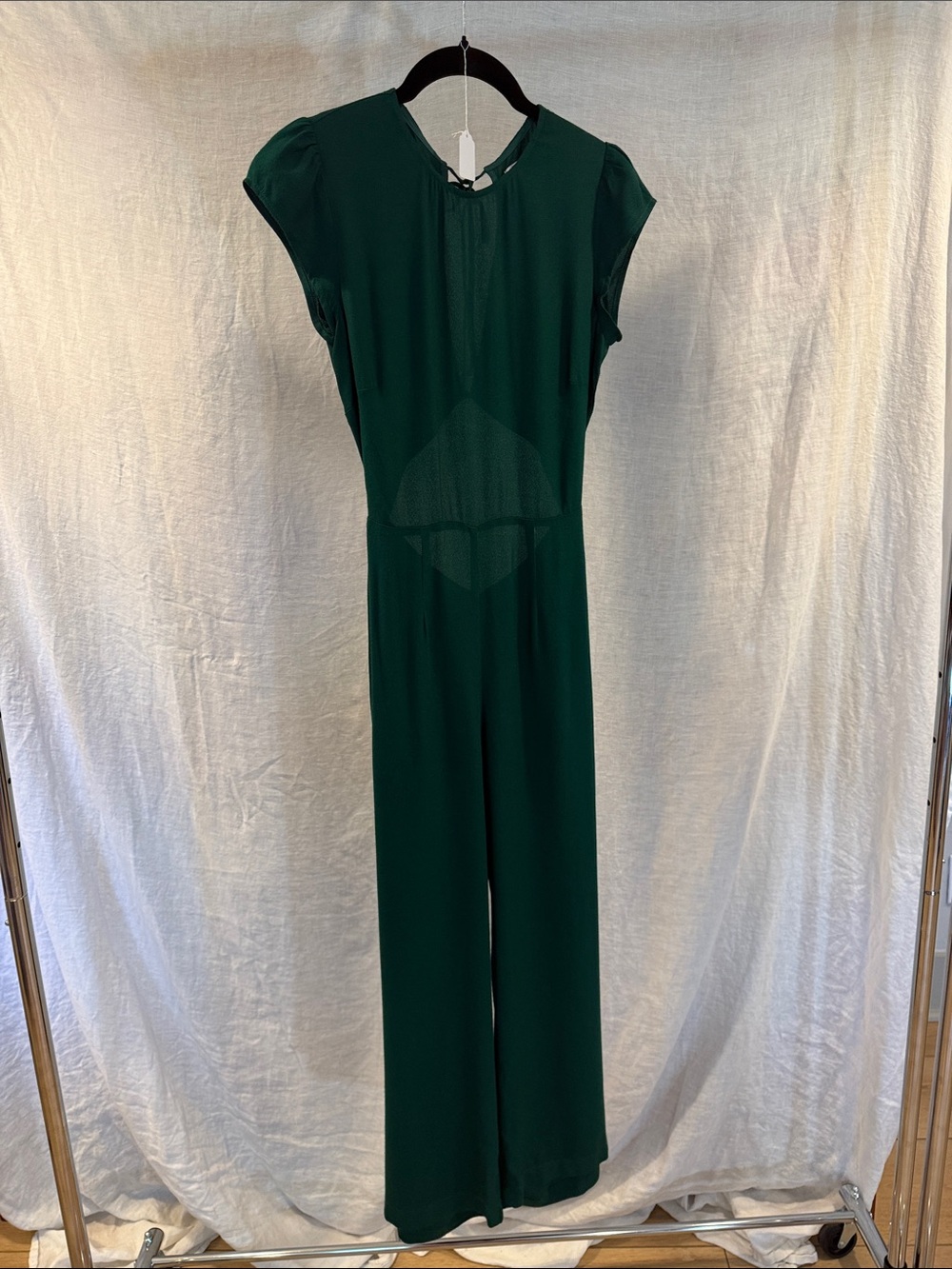 Reformation Mayer Emerald Green Cap-Sleeve Jumpsuit size 0P